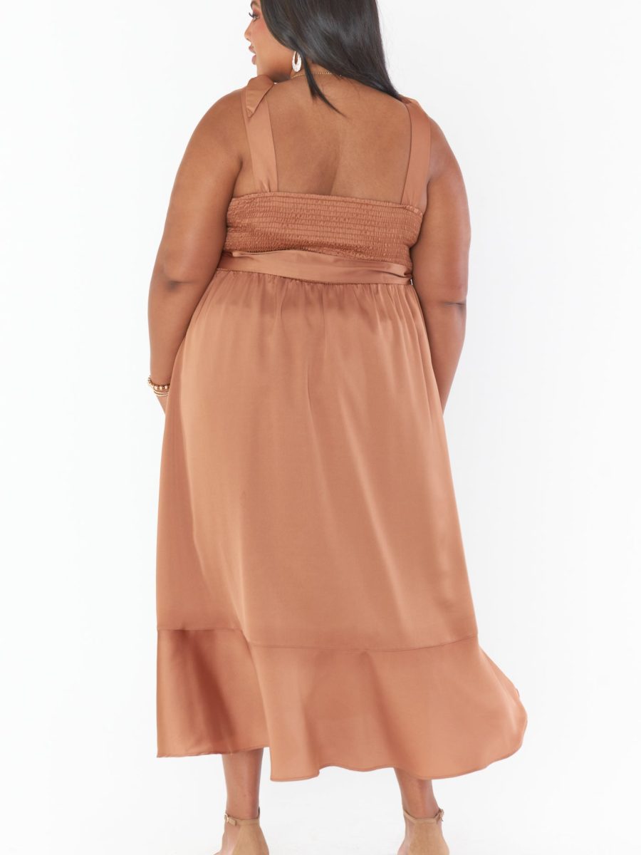 Claire Midi Dress ~ Copper Luxe Satin