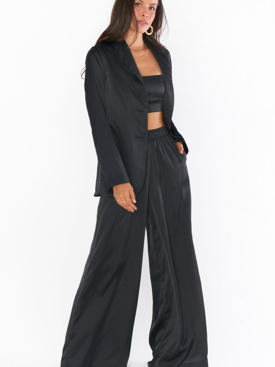 Tucker Top ~ Black Luxe Satin