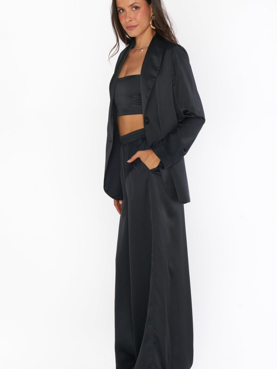 Tucker Top ~ Black Luxe Satin