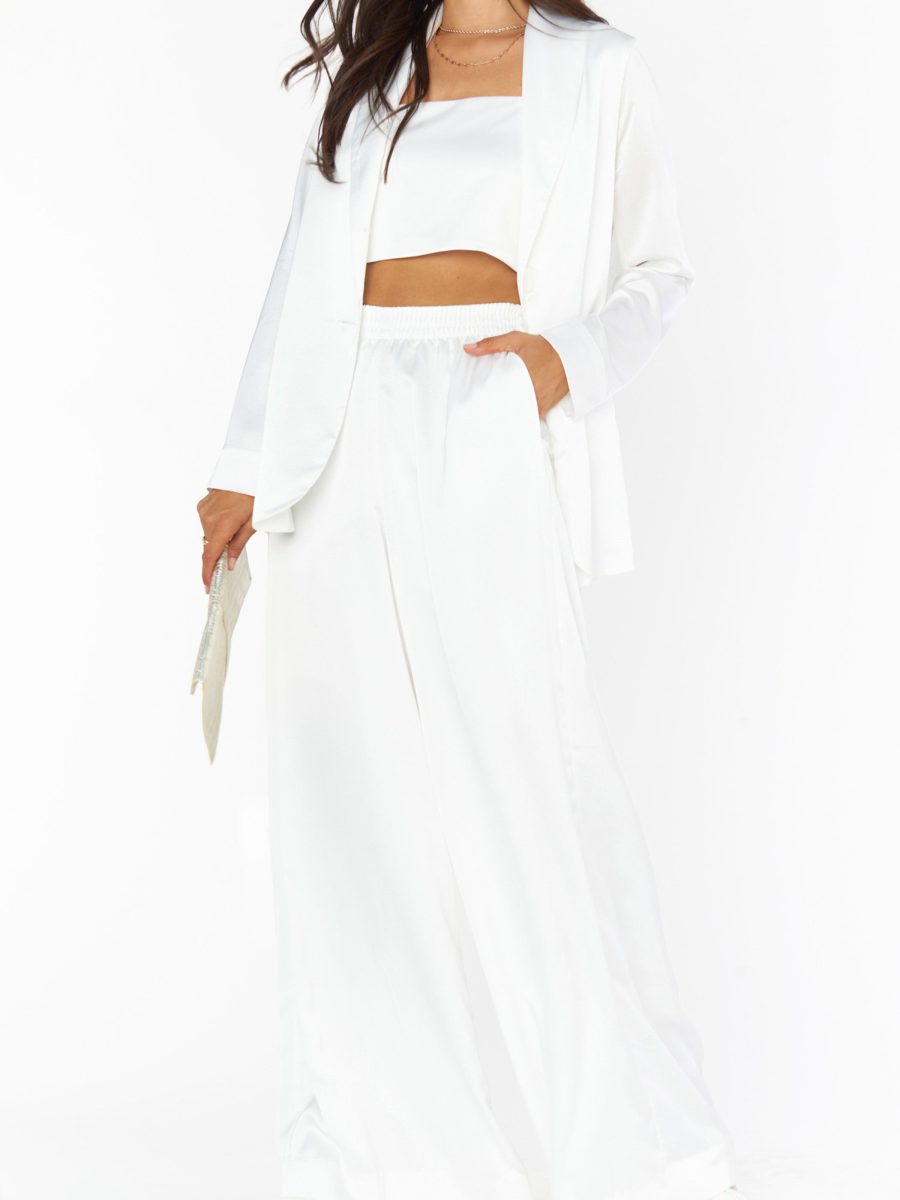 Tucker Top ~ Ivory Luxe Satin