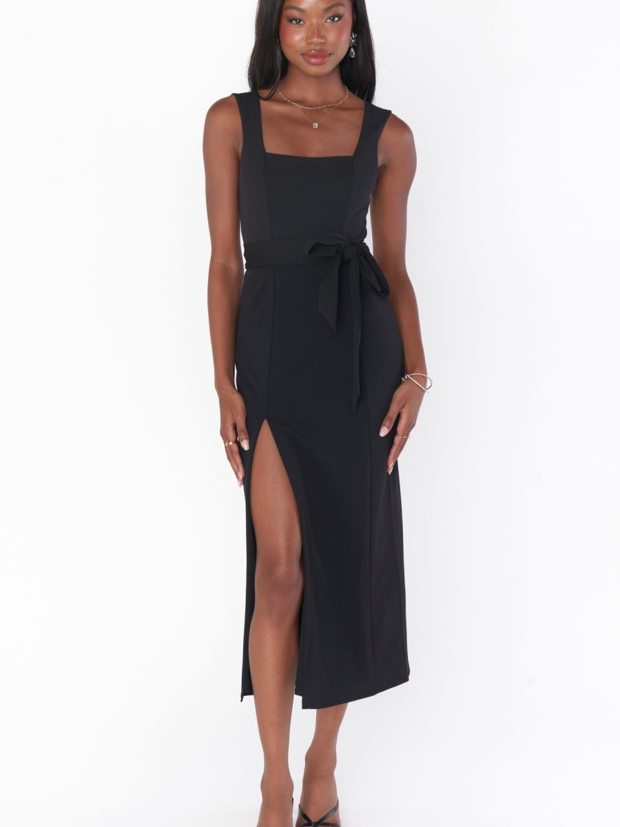 Eden Midi Dress ~ Black Stretch