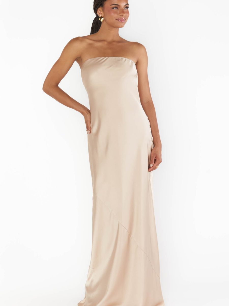 Taylor Tube Maxi Dress ~ Champagne Luxe Satin
