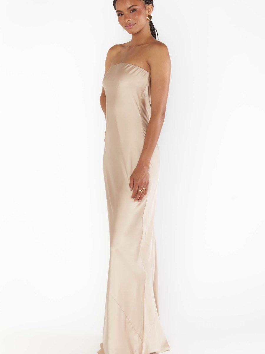 Taylor Tube Maxi Dress ~ Champagne Luxe Satin