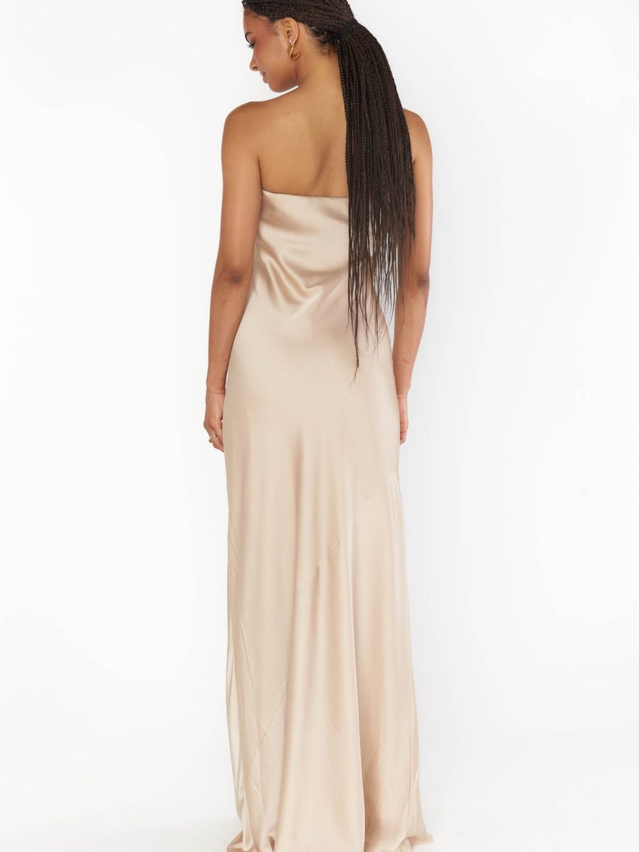 Taylor Tube Maxi Dress ~ Champagne Luxe Satin