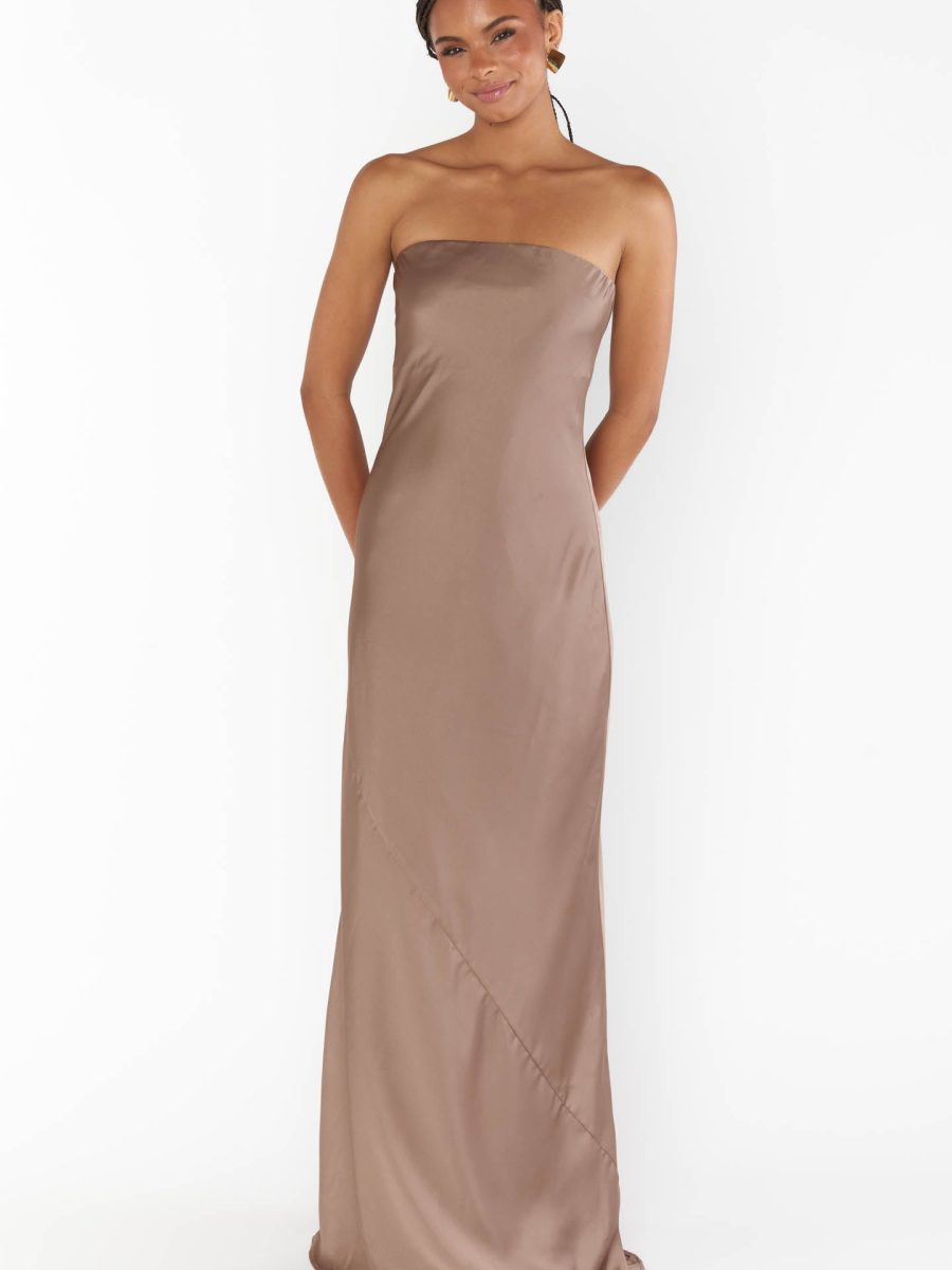 Taylor Tube Maxi Dress ~ Dune Luxe Satin