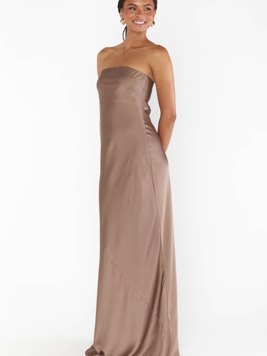 Taylor Tube Maxi Dress ~ Dune Luxe Satin