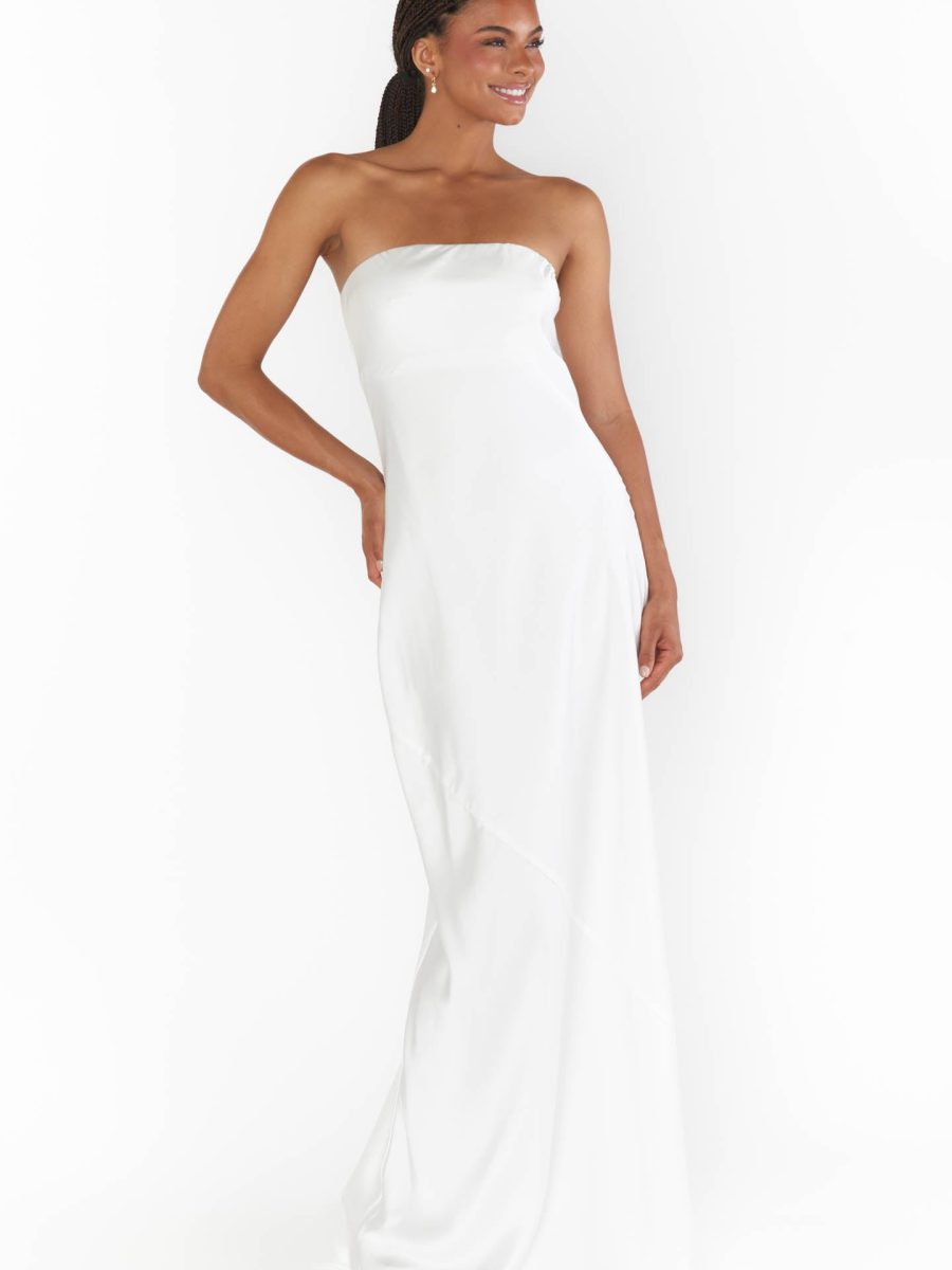 Taylor Tube Maxi Dress ~ Ivory Luxe Satin