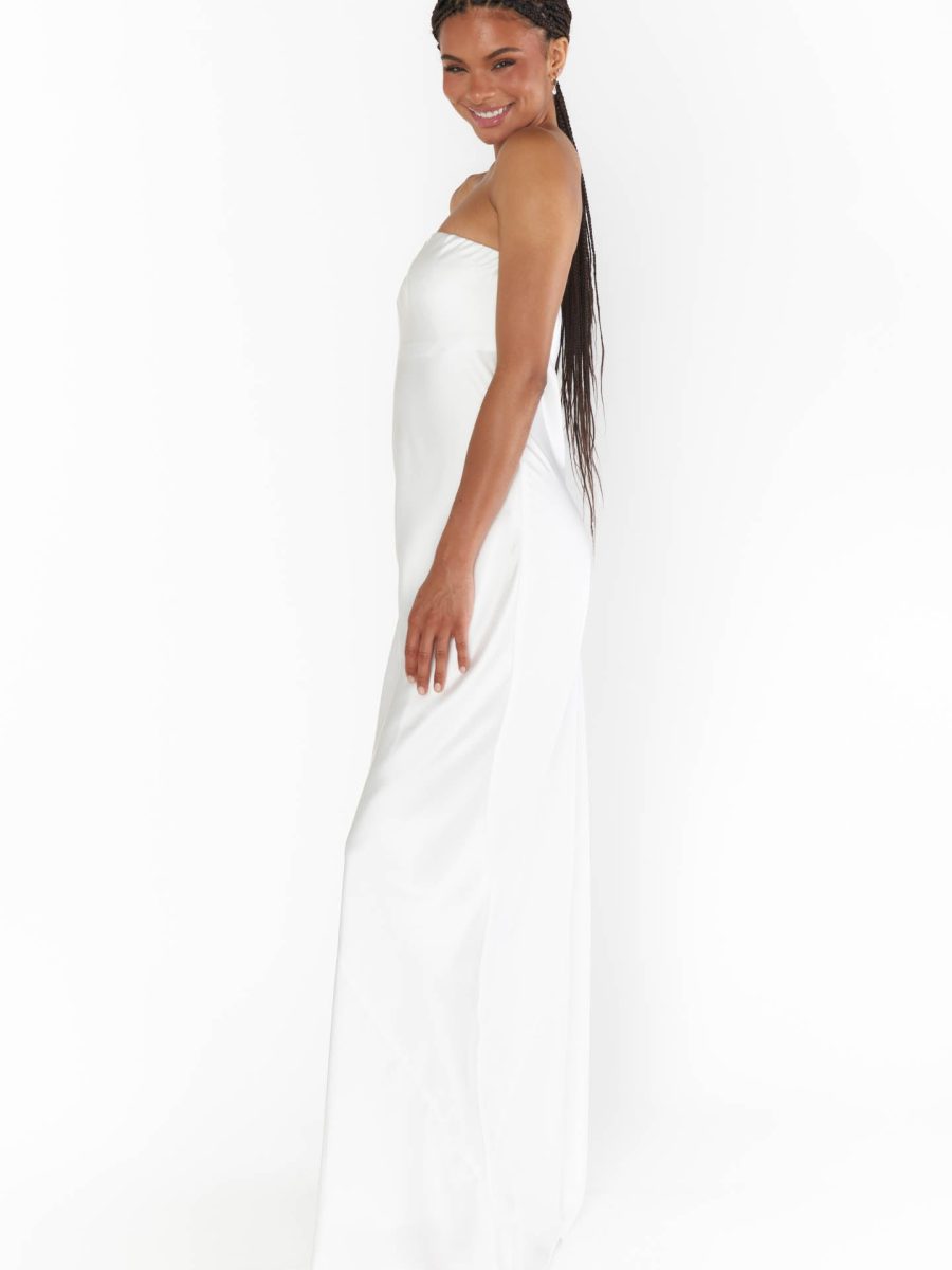 Taylor Tube Maxi Dress ~ Ivory Luxe Satin