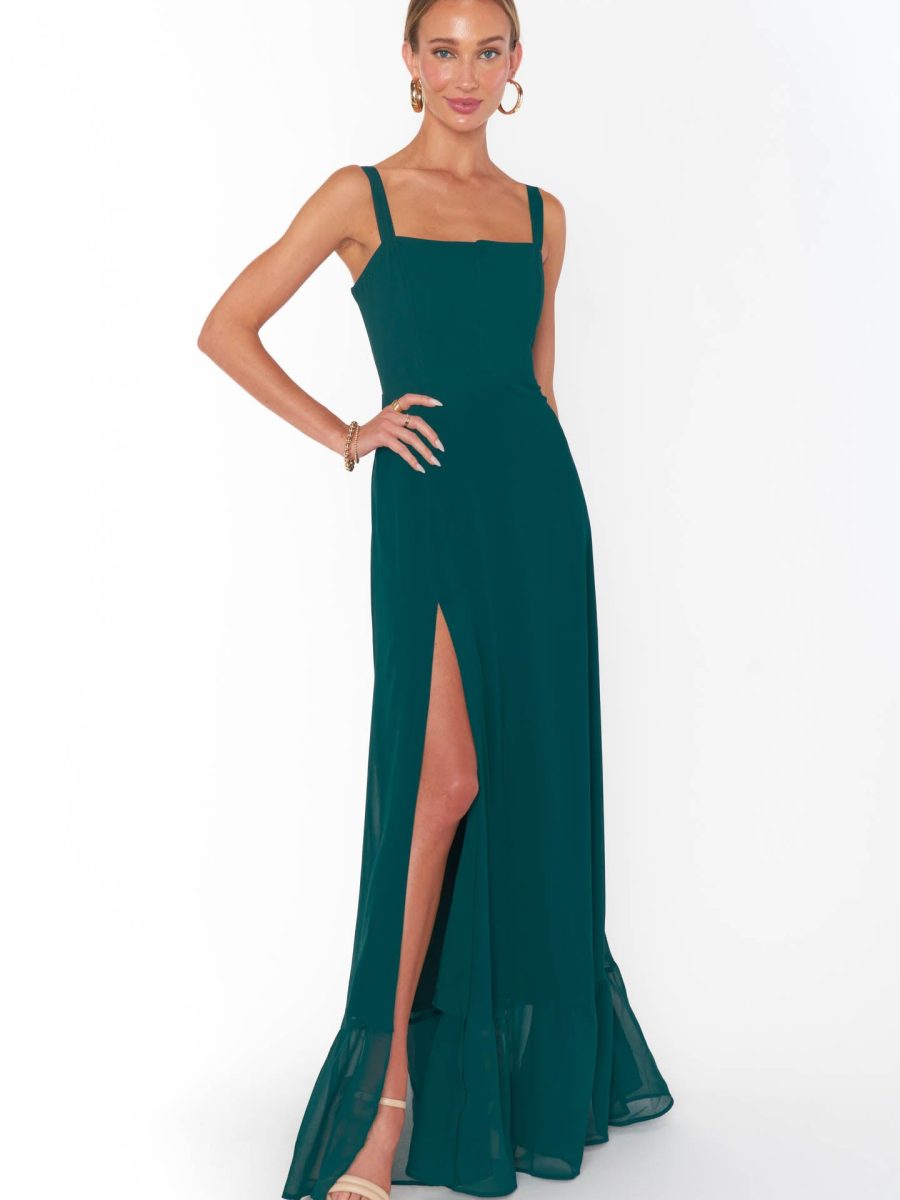 Clarissa Corset Dress ~ Emerald Chiffon