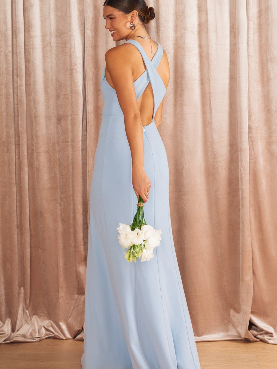 Rachel Maxi Dress ~ Steel Blue Stretch