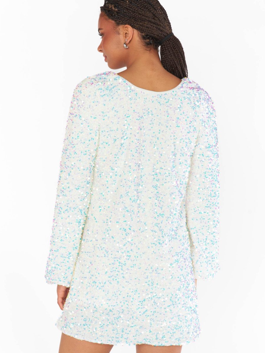 Clarabelle Dress ~ White Sparkle Sequins