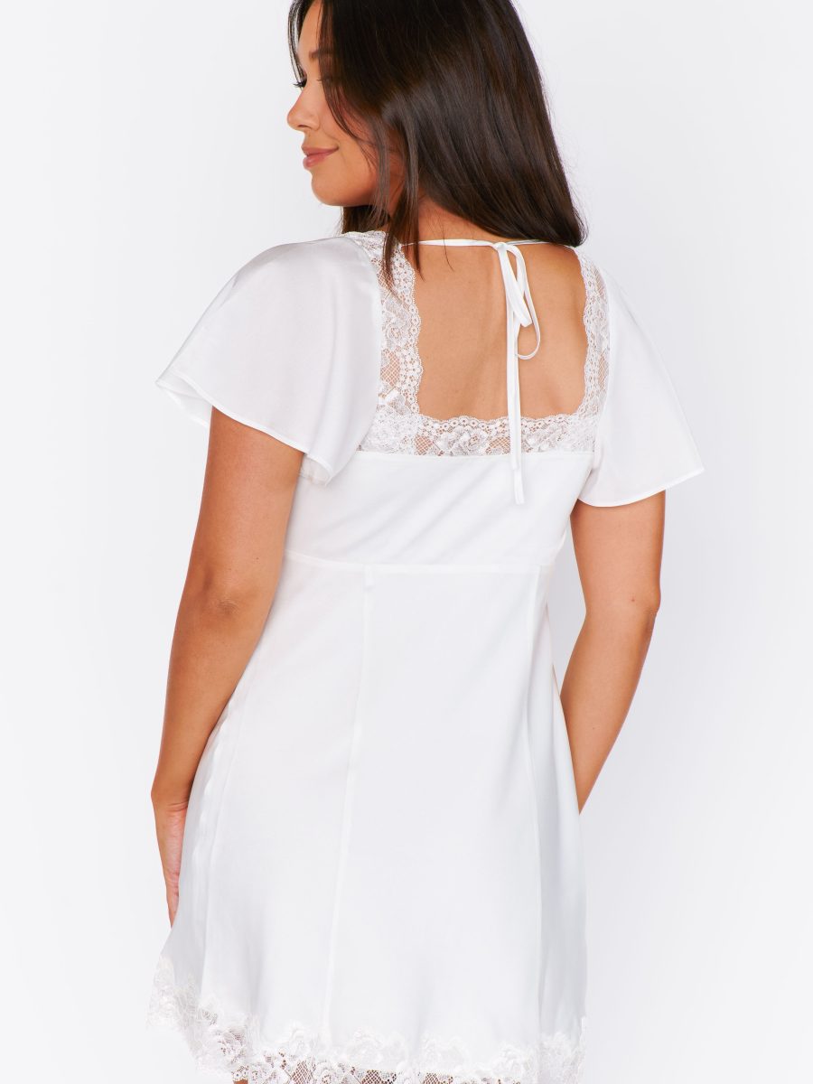 Lila Mini Dress ~ Ivory Luxe Satin