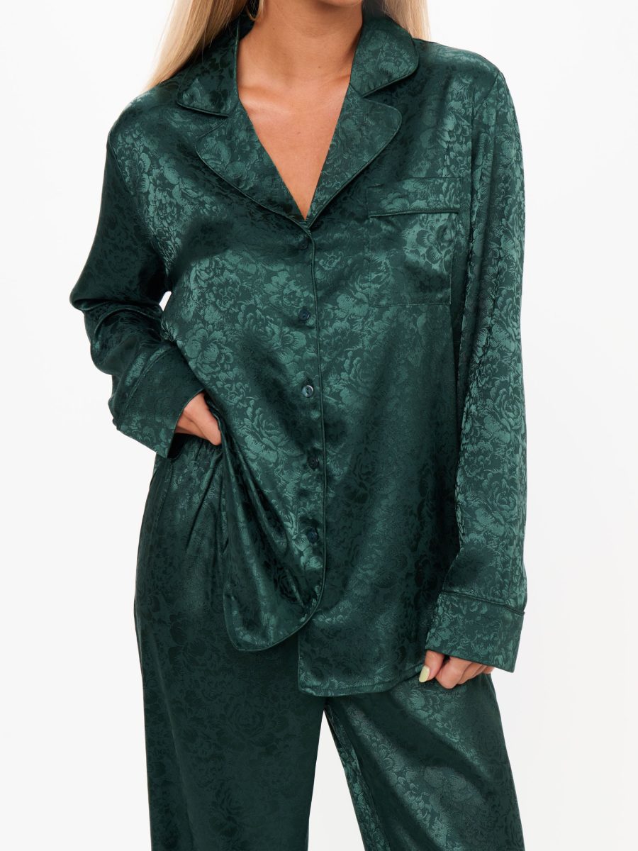 Classic PJ Set ~ Forest Green Floral Silky