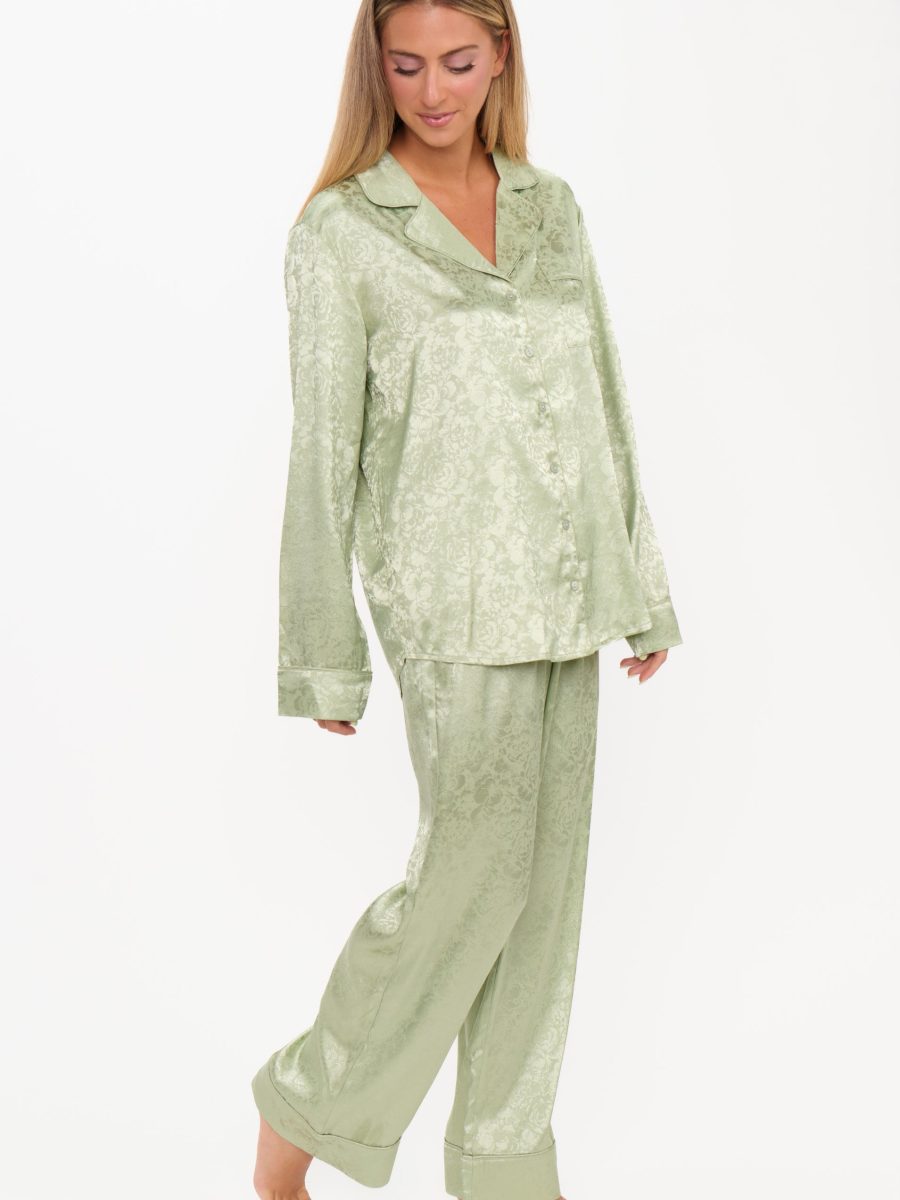 Classic PJ Set ~ Pistachio Floral Silky
