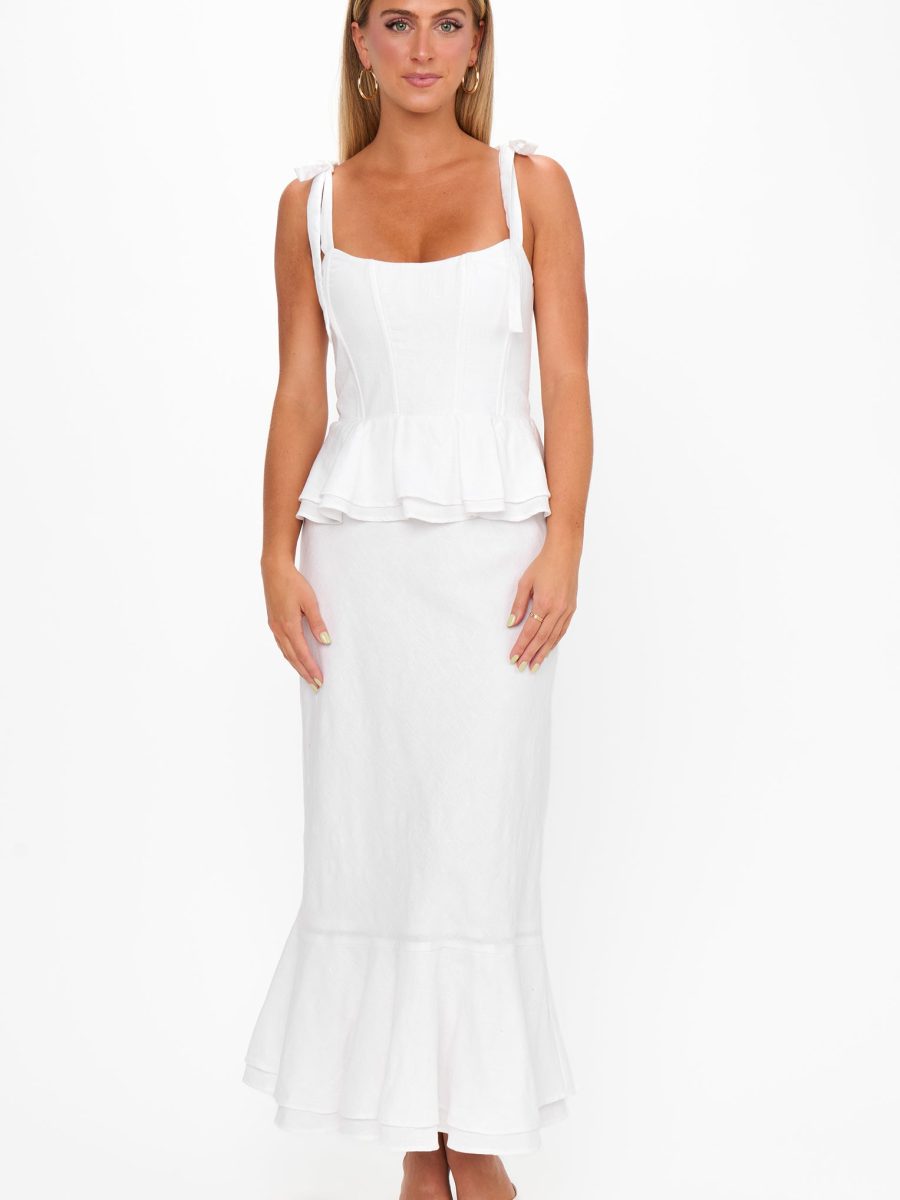 Pauline Peplum Dress ~ White