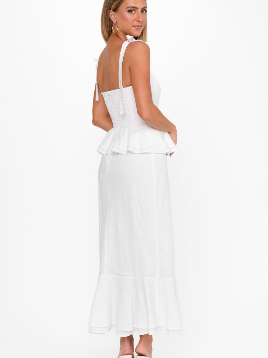 Pauline Peplum Dress ~ White