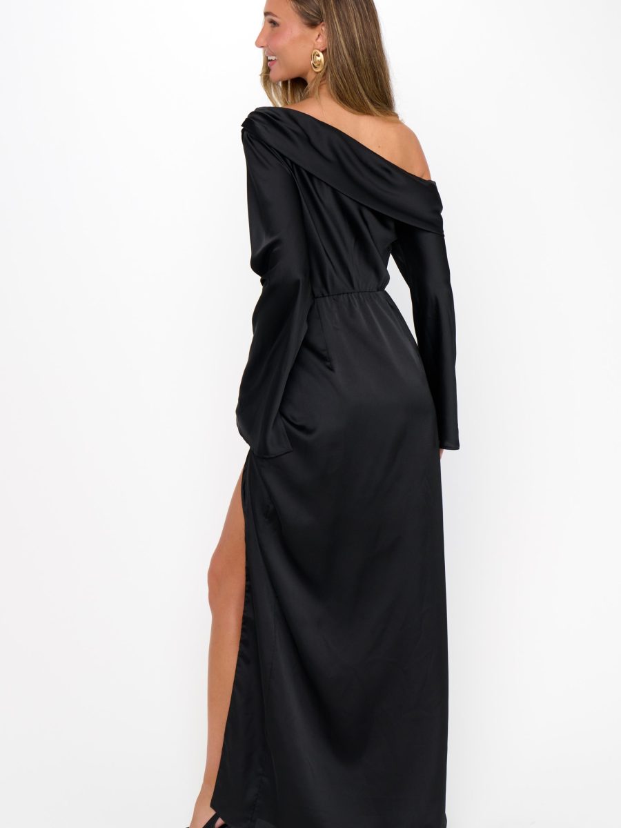 Jamie Maxi Dress ~ Black Luxe Satin