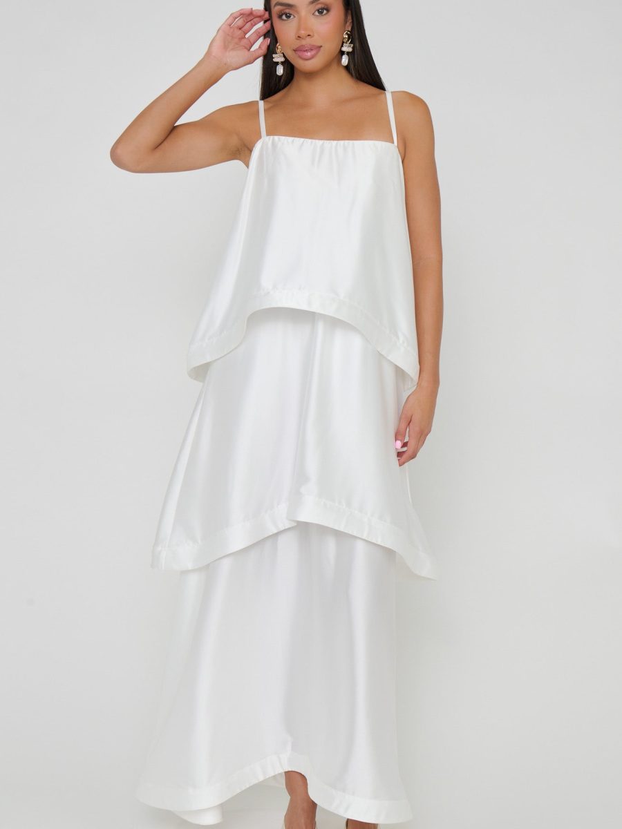 Ella Maxi Dress ~ Ivory Luxe Satin