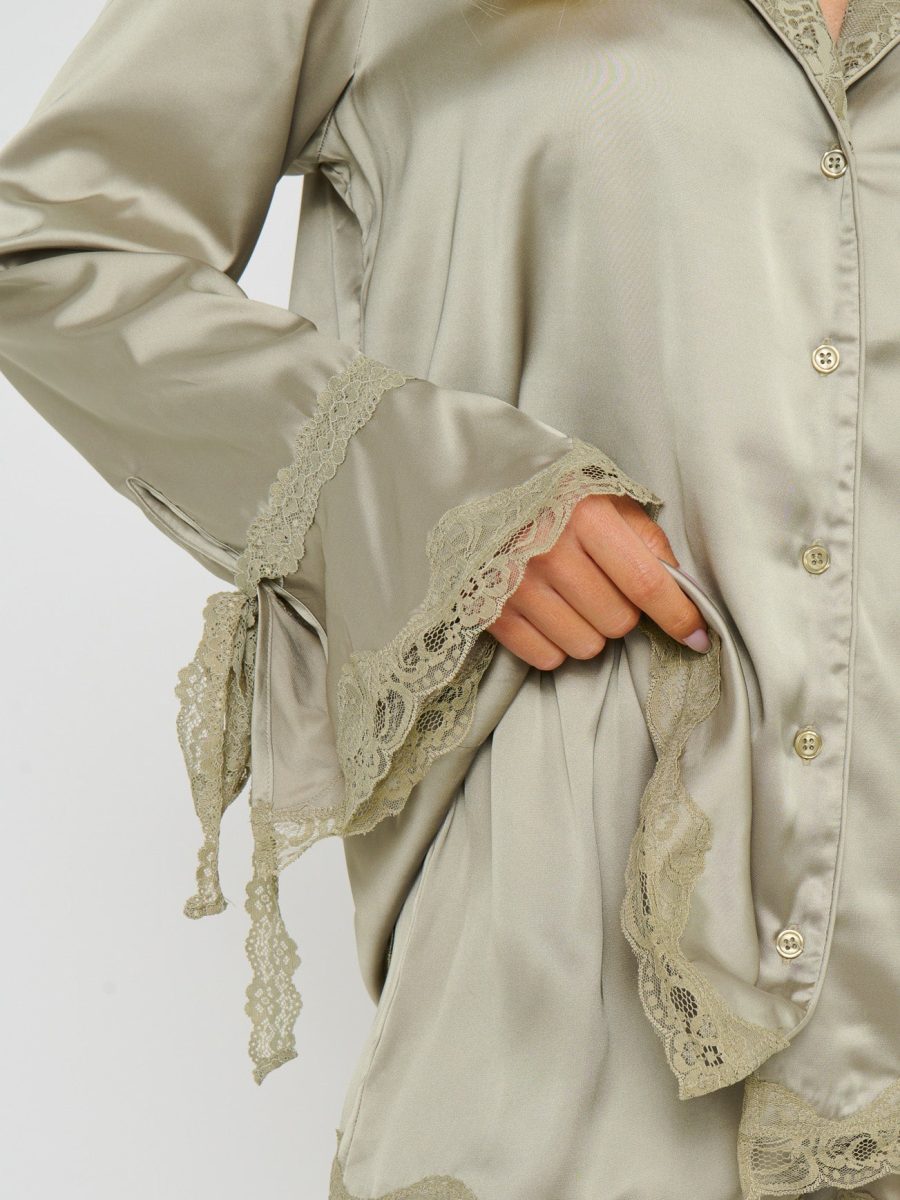 New Beginning PJ Set ~ Moss Green Luxe Satin