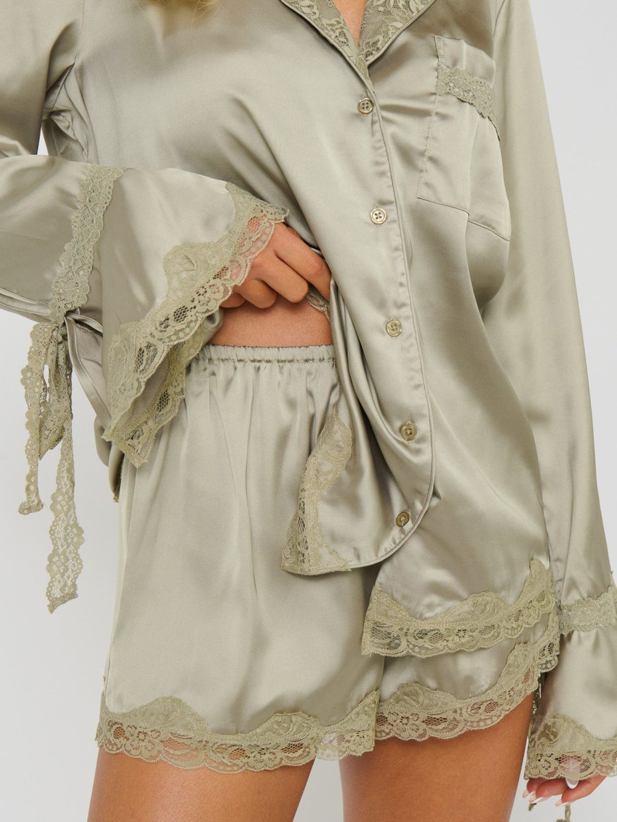 New Beginning PJ Set ~ Moss Green Luxe Satin
