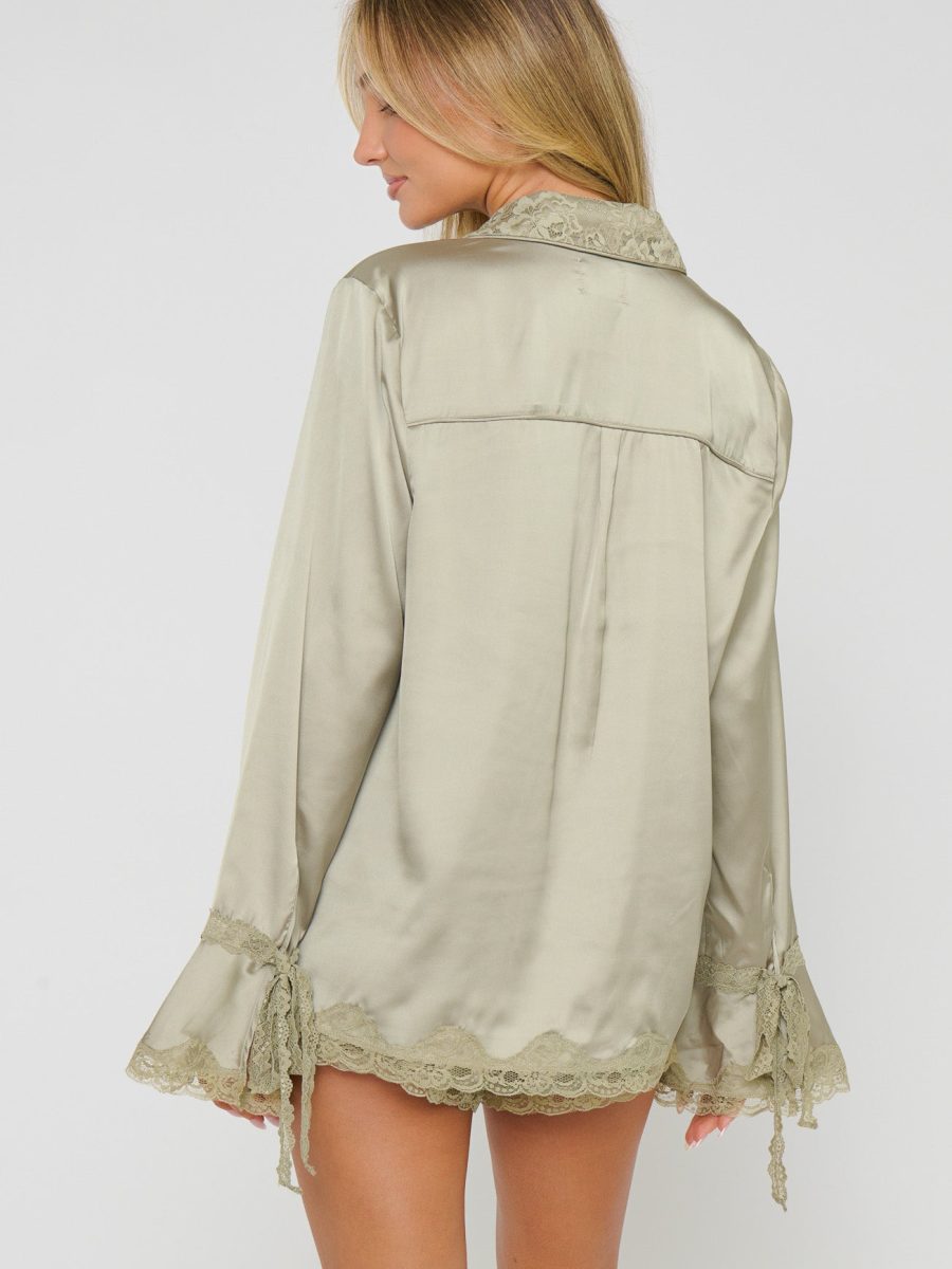 New Beginning PJ Set ~ Moss Green Luxe Satin