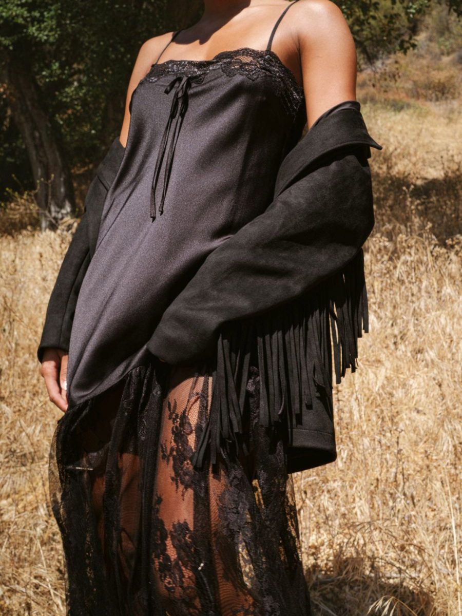 Sierra Fringe Jacket ~ Black Faux Suede