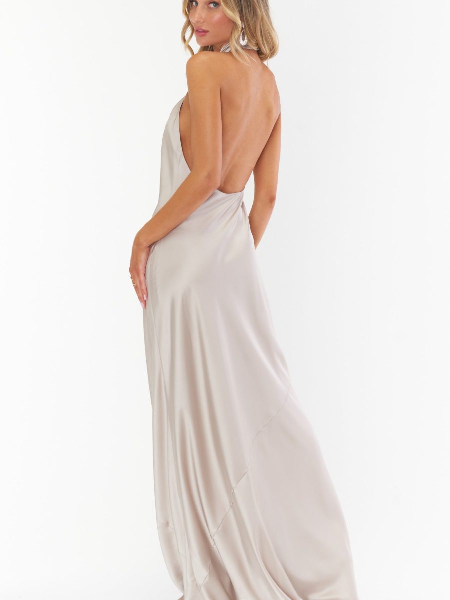 Jasmine Halter Maxi Dress ~ Show Me The Ring Luxe Satin