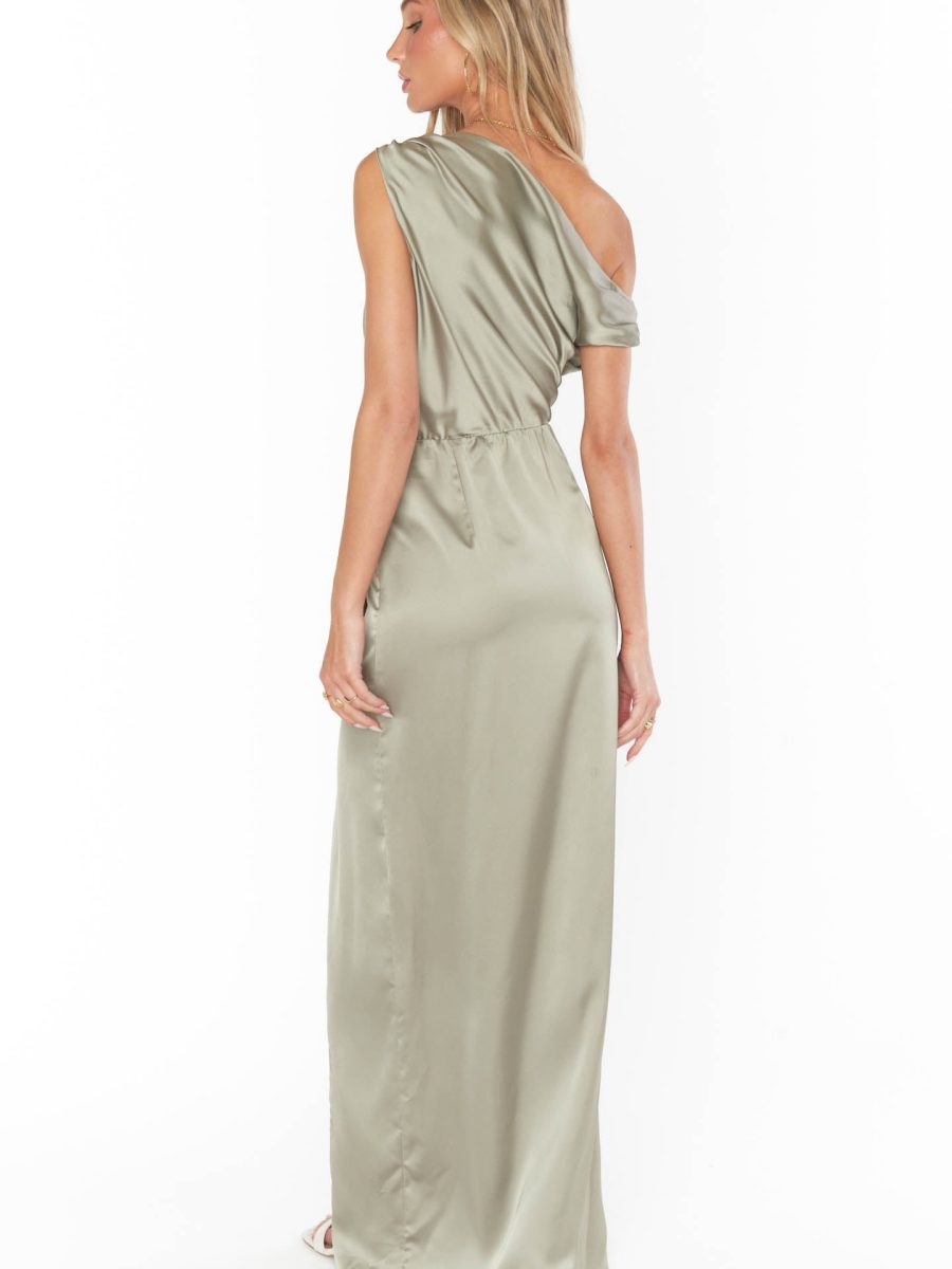 Jodie Dress ~ Moss Green Luxe Satin