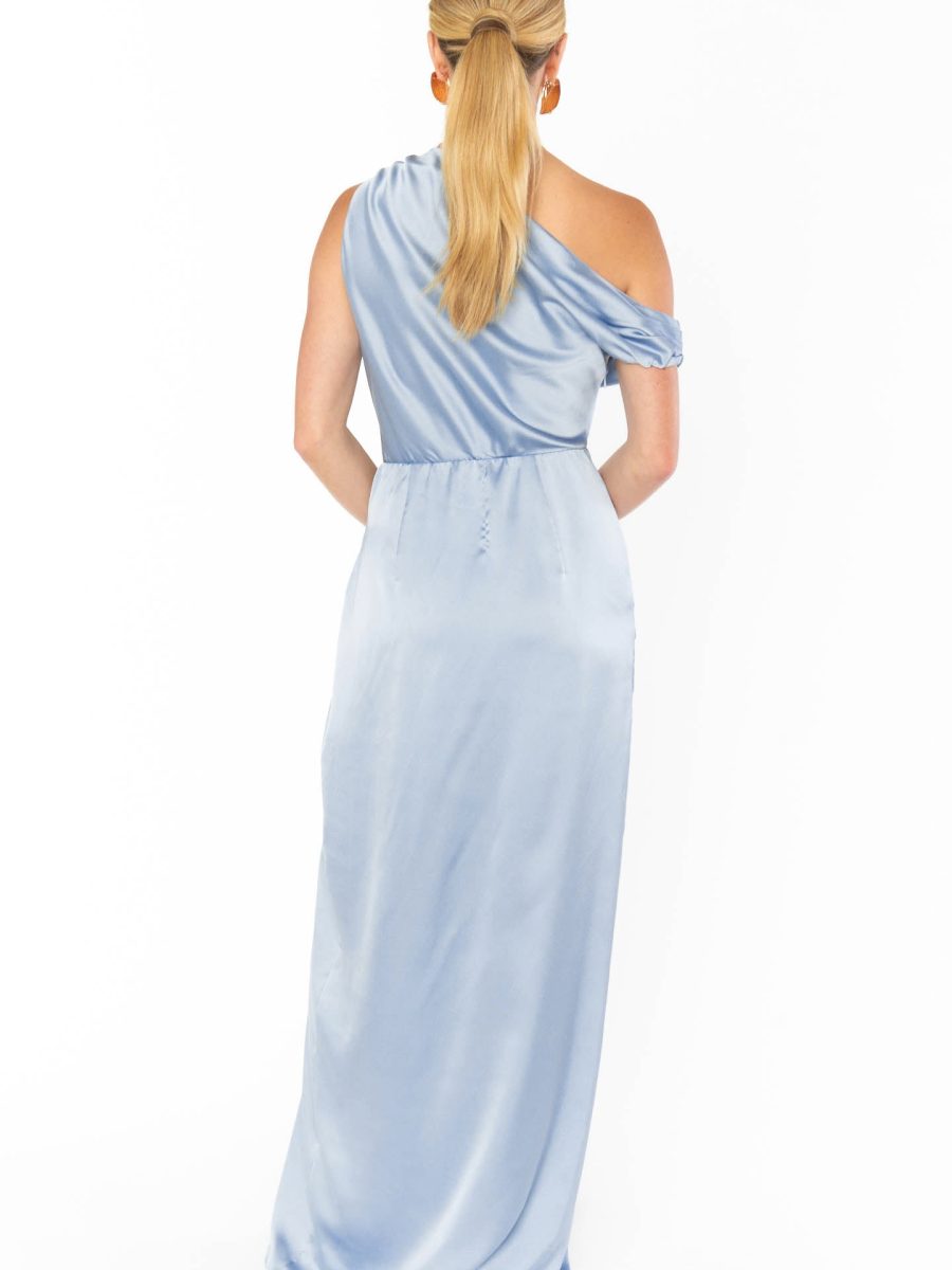 Jodie Dress ~ Steel Blue Luxe Satin