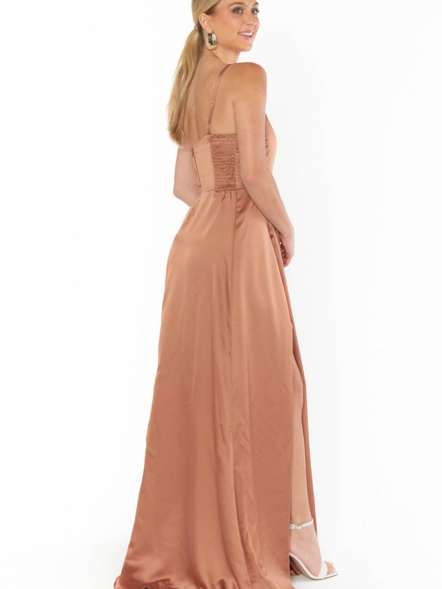 Shannon One Shoulder Dress ~ Copper Luxe Satin