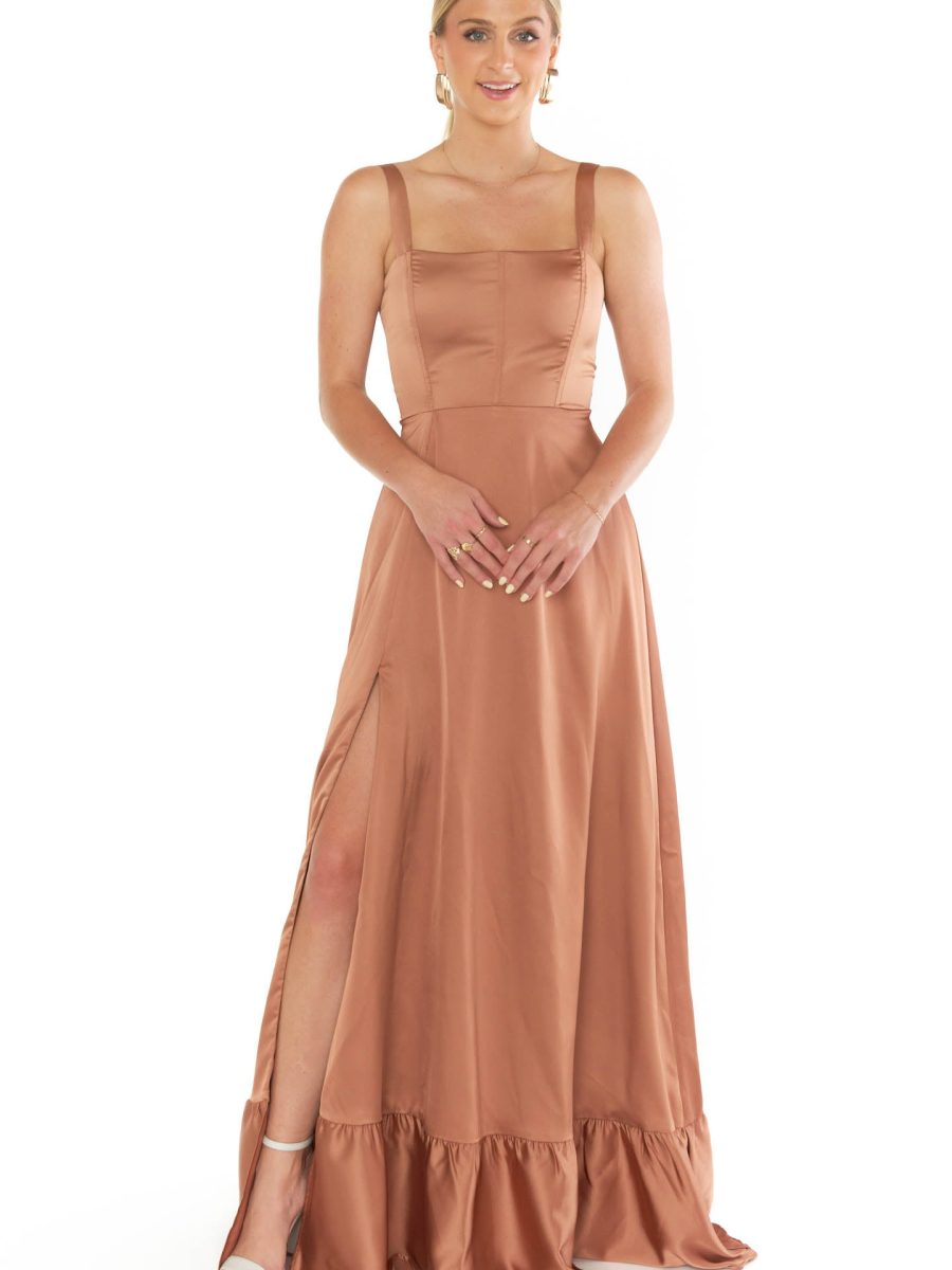Clarissa Corset Dress ~ Copper Luxe Satin