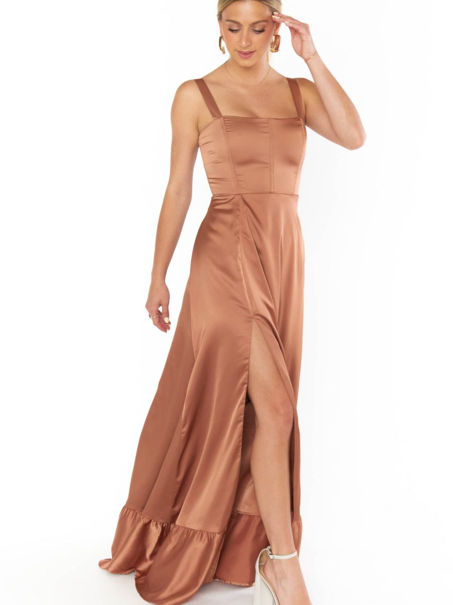 Clarissa Corset Dress ~ Copper Luxe Satin