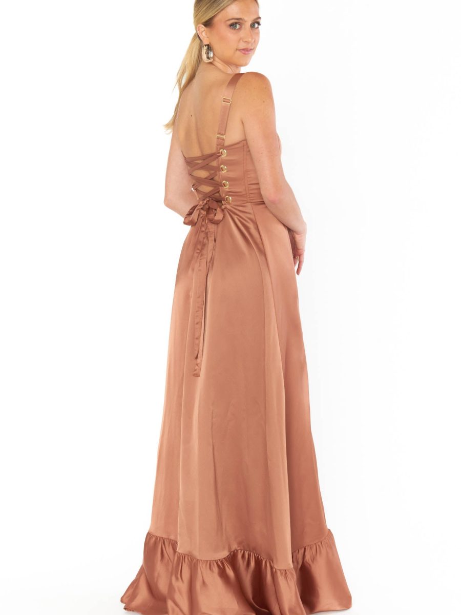 Clarissa Corset Dress ~ Copper Luxe Satin
