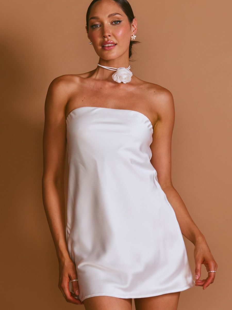 Taylor Tube Mini Dress ~ Ivory Luxe Satin