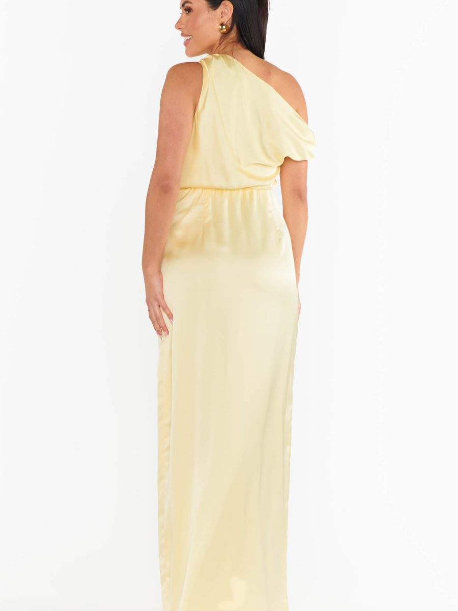Jodie Dress ~ Pale Yellow Luxe Satin