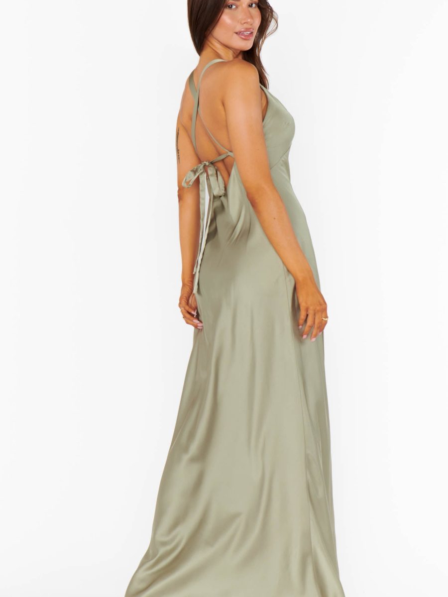 Anderson Maxi Dress ~ Moss Green Luxe Satin
