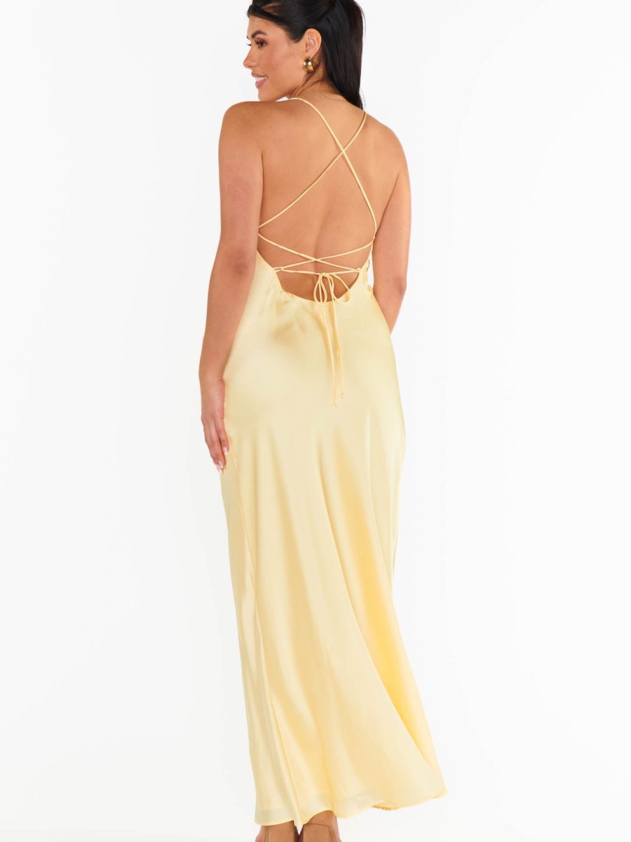 Dani Slip Dress ~ Pale Yellow Luxe Satin