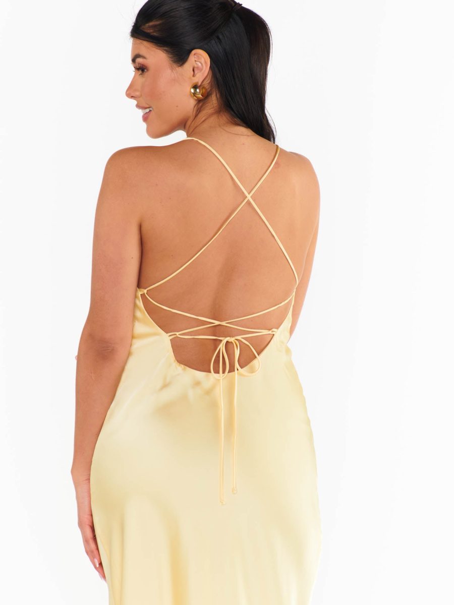 Dani Slip Dress ~ Pale Yellow Luxe Satin