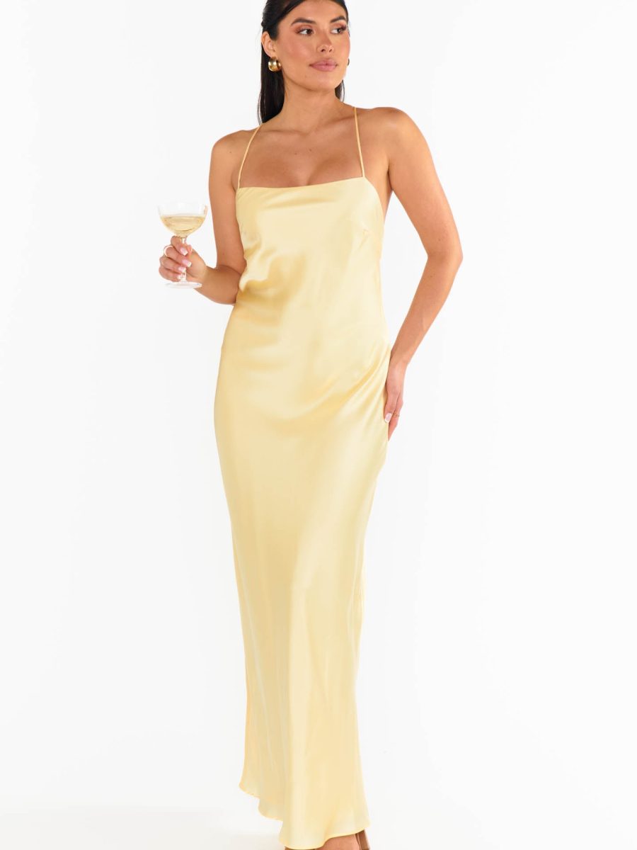Dani Slip Dress ~ Pale Yellow Luxe Satin