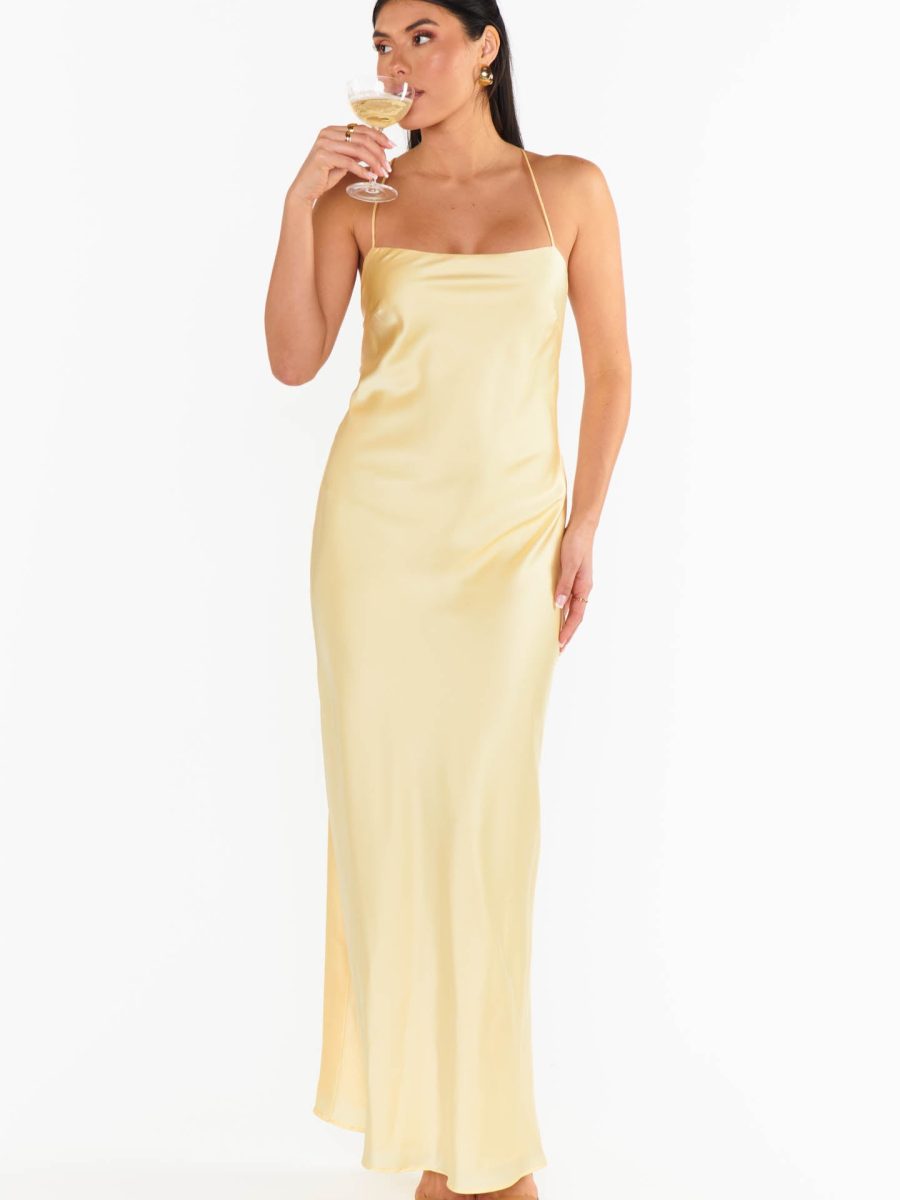 Dani Slip Dress ~ Pale Yellow Luxe Satin