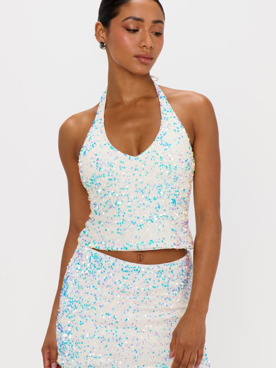 All Night Skort ~ White Sparkle Sequins