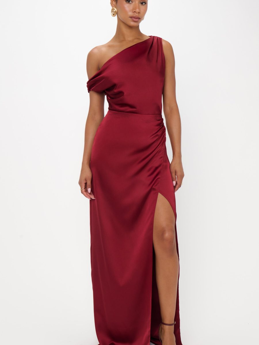 Jodie Dress ~ Cranberry Luxe Satin