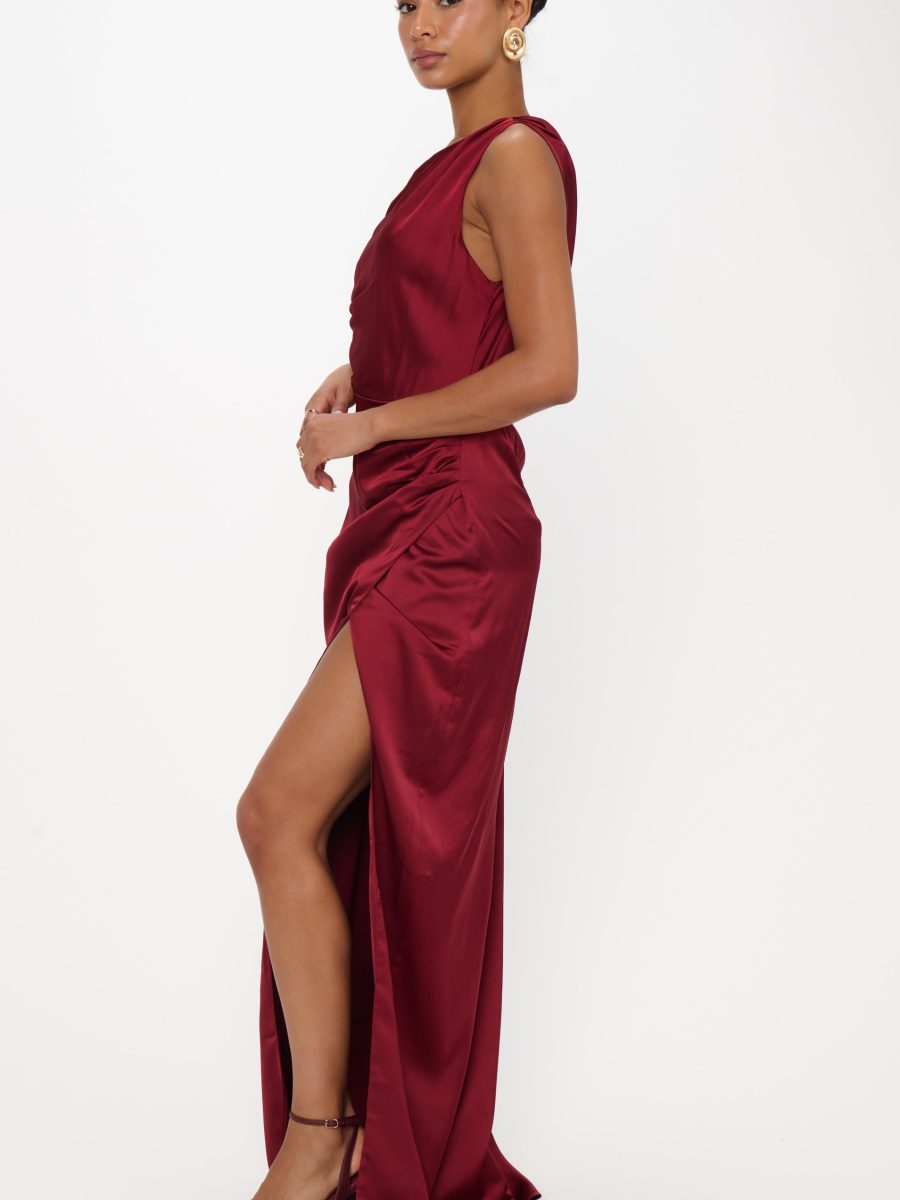 Jodie Dress ~ Cranberry Luxe Satin