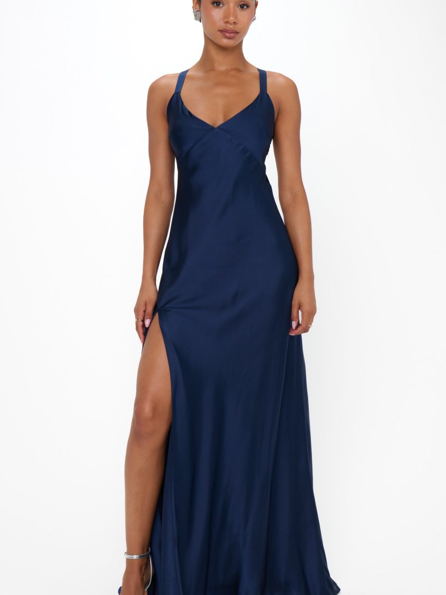 Anderson Maxi Dress ~ Midnight Navy Luxe Satin