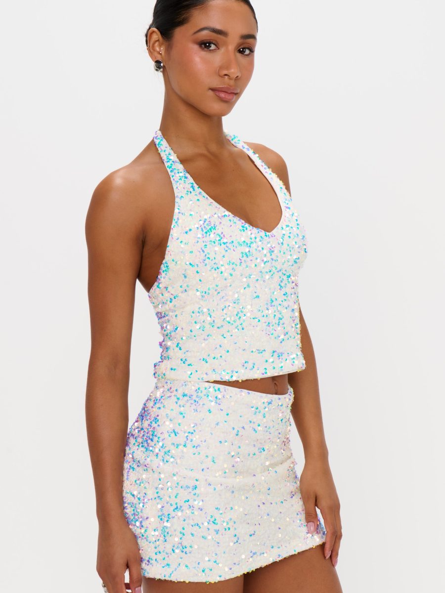 All That Top ~ White Sparkle Sequins