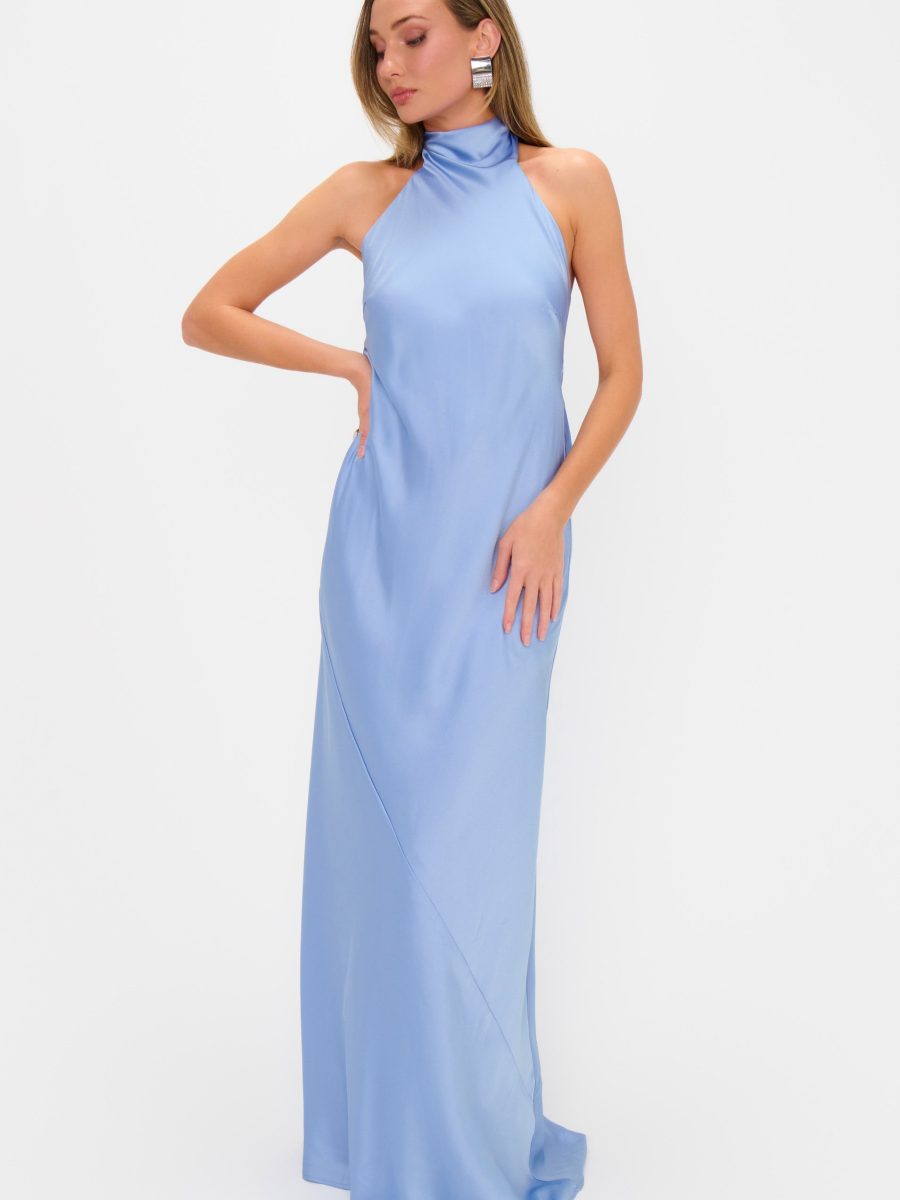 Lisa Maxi Dress ~ Borrowed Blue Luxe Satin