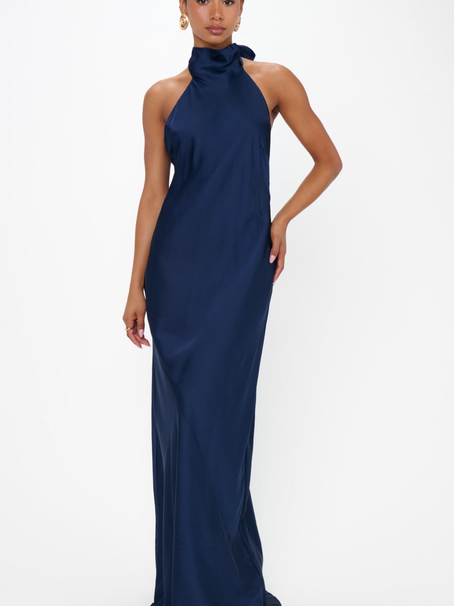 Lisa Maxi Dress ~ Midnight Navy Luxe Satin