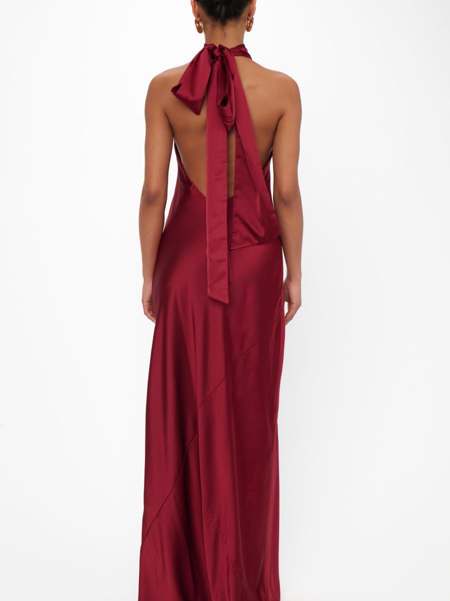 Lisa Maxi Dress ~ Cranberry Luxe Satin