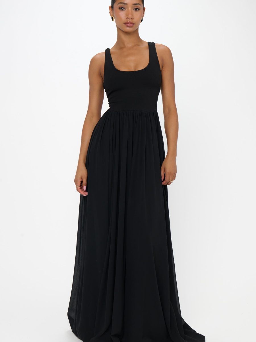 Harper Maxi Dress ~ Black Chiffon