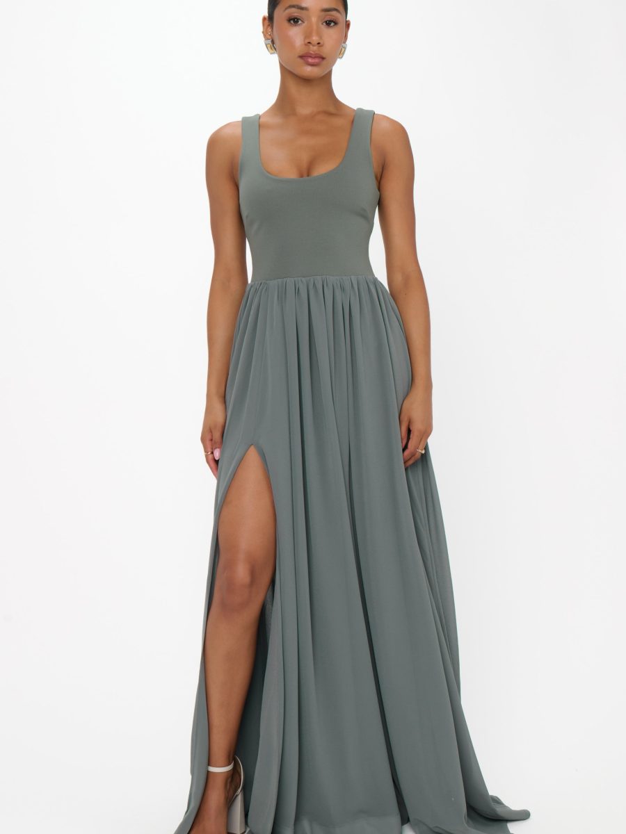 Harper Maxi Dress ~ Deep Sage Chiffon